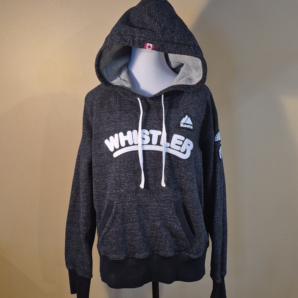 ROOTS Whistler Heathered Black Pullover Hoodie Sweatshirt